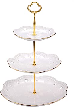 Photo 1 of 3-tier Round Ceramic Cupcake Stand, High Tea Stand for Wedding and Birthday Party