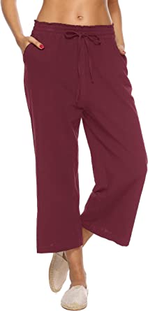 Photo 1 of 3XL- LNX Womens Linen Pants High Waisted Wide Leg Drawstring Casual Loose Trousers with Pockets