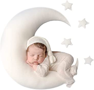 Photo 1 of Baby Moon Star Pillow Newborn Posing Pillow Newborn Photography Prop Newborn Photography Posing Pillows Newborn Photography Props Set (White)