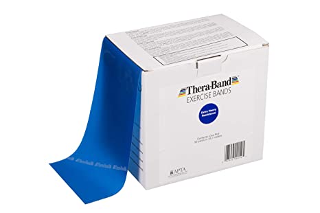 Photo 1 of 50 Yard Roll Professional Latex Elastic Band For Upper & Lower Body & Core Exercise, Physical Therapy, Pilates, Home Workout, Rehab, Blue