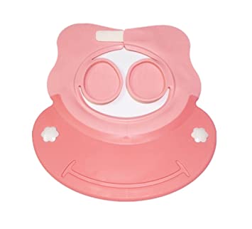 Photo 1 of HiCat Baby Children Kids Shampoo Shower Bathing Cap Hat, Elastic Soft Comfortable Adjustable Wash Hair Shield Hat for Baby Kids, Silicone Protect Soft Cap Hat for Protecting Eyes and Ears (Pink 02)