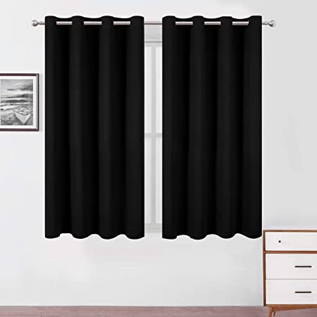 Photo 1 of 1- LEMOMO Black Blackout Curtain 52 x 63 Inch Length//Thermal Insulated Room Darkening Curtains for Bedroom and Living Room