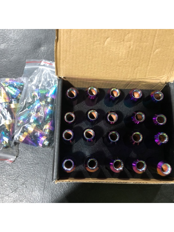 Photo 4 of 20PCS 60MM Spikes Lug Nuts Steel Extended Tuner Nuts for Rims M12X1.5 (Neo Chrome)