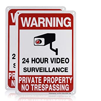 Photo 1 of  2-Pack Private Property No Trespassing Sign, video surveillance signs outdoor, CCTV