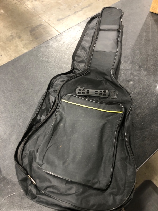 Photo 2 of 44 Inch Guitar Bag Multi-pockets for Jumbo and Dreadnought Yellow Line Guitar Case 0.47in Thick Padding Water Resistent Dual Adjustable Shoulder Strap Gig Bag with Back Hanger Loop