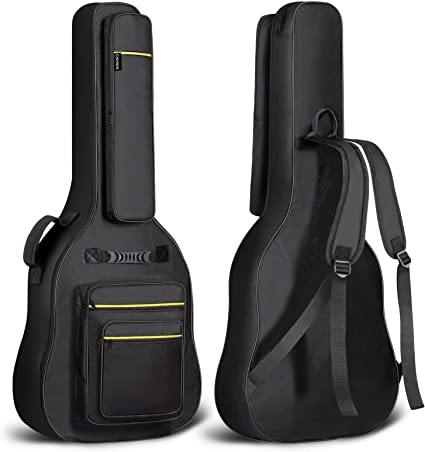 Photo 1 of 44 Inch Guitar Bag Multi-pockets for Jumbo and Dreadnought Yellow Line Guitar Case 0.47in Thick Padding Water Resistent Dual Adjustable Shoulder Strap Gig Bag with Back Hanger Loop