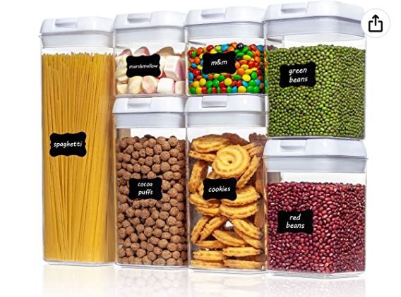 Photo 1 of Airtight Food Storage Containers, Vtopmart 7 Pieces BPA Free Plastic Cereal Containers with Easy Lock Lids, for Kitchen Pantry Organization and Storage, Include 24 Labels