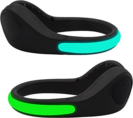 Photo 1 of Shoe Clip Lights (2 Pack) Reflective Safety Night Running Gear for Runners Joggers Bikers Walkers, Color Changing RGB Strobe and Steady Color Flash Mode, Water Resistant