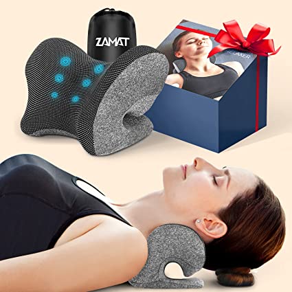 Photo 1 of ZAMAT Neck and Shoulder Relaxer with Magnetic Therapy Pillowcase, Neck Stretcher Chiropractic Pillows for Pain Relief, Cervical Traction Device for Relieve TMJ Headache Muscle Tension Spine Alignment