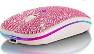 Photo 1 of Bling Dazzling 2.4GHz Rechargeable Wireless Mouse Slim Mouse with USB Receiver, Compatible with Notebook, PC, Laptop, Computer, MacBook (Pink)