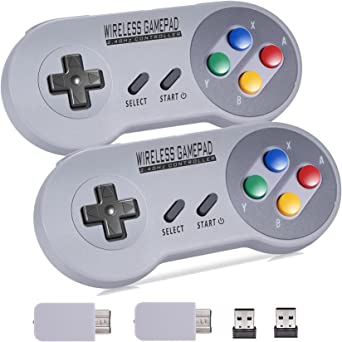 Photo 1 of Wireless Controller 2.4GHz for SNES/NES Classic Mini Original Edition, Plug & Play Retro Gamepad with USB Receiver Joystick Rechargeable Super-Nes Game Controllers for PC/Windows/iOS/ Android, 2 Packs