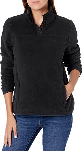Photo 1 of Amazon Essentials Women's Polar Fleece Long-Sleeve Mock Neck Relaxed-Fit Popover Jacket with Pockets LARGE 