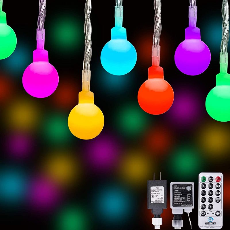 Photo 1 of iceagle 33 Ft 100 Led Globe String Lights, Fairy String Lights Plug in, 8 Modes with Remote, Decor for Indoor Outdoor Party Wedding Christmas Tree Garden (Colorful)
