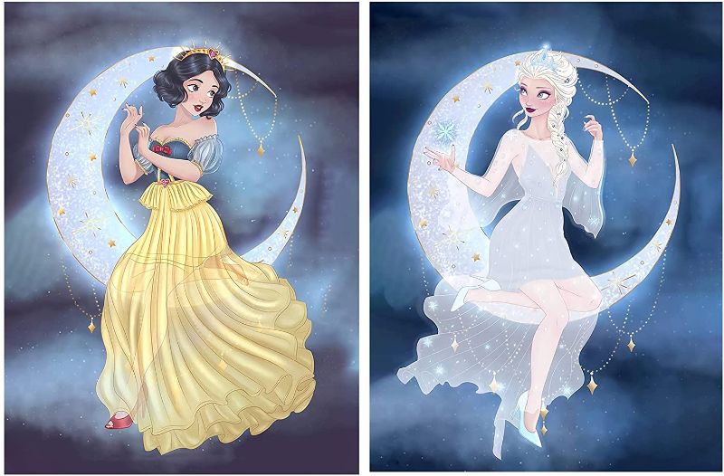 Photo 1 of 5D DIY Diamond Painting Kits for Adults Kids,Round Full Drill Cartoon Princess Diamond Art Kit,2 Pack Gem Art Painting Paint,Diamond Art Craft for Wall Decor?35x45cm?
