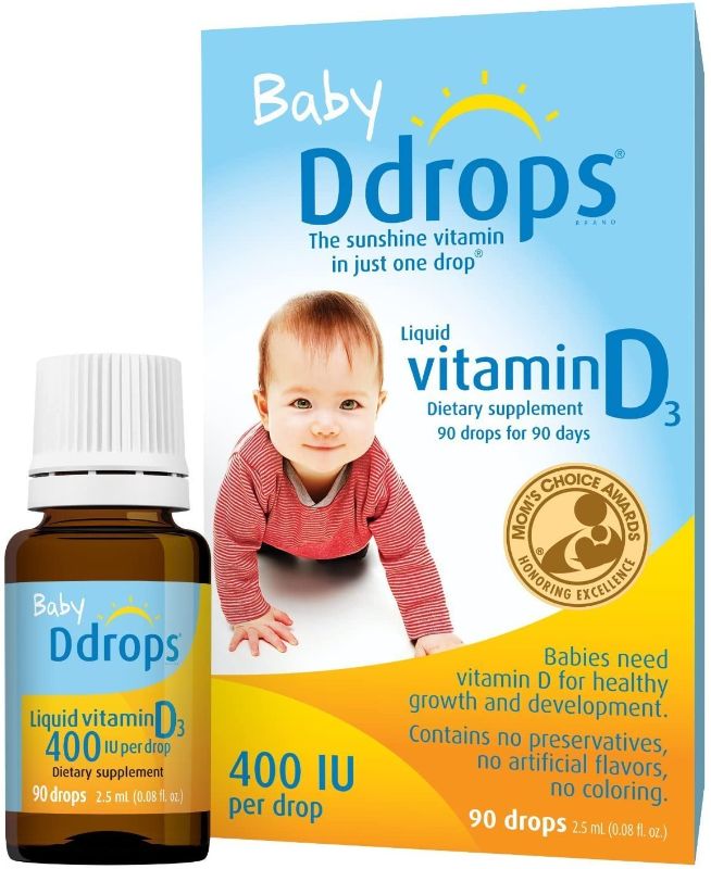 Photo 1 of Ddrops 1072834 400 IU Liquid Vitamin D3 Drops for Babies, 2.5 ml, 2 Count expires 07/2024
