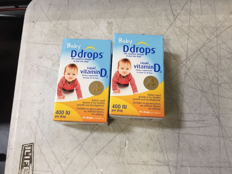 Photo 2 of Ddrops 1072834 400 IU Liquid Vitamin D3 Drops for Babies, 2.5 ml, 2 Count expires 07/2024
