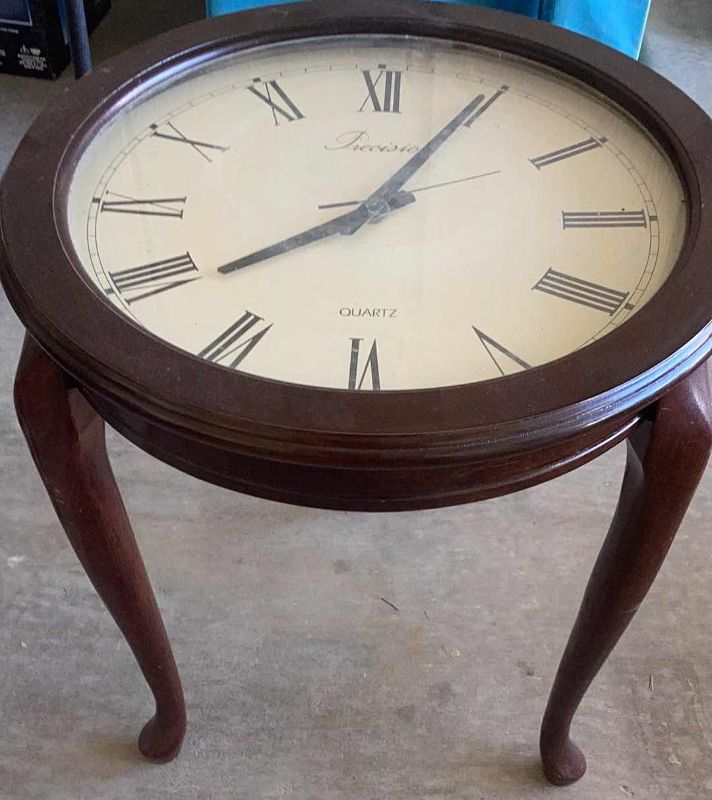 Photo 2 of VINTAGE CLOCK TABLE 18” DIAMETER