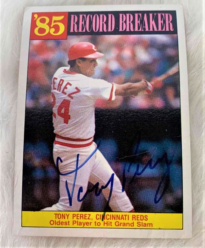 Photo 1 of COLLECTIBLE SIGNED TONY PEREZ BASEBALL CARD