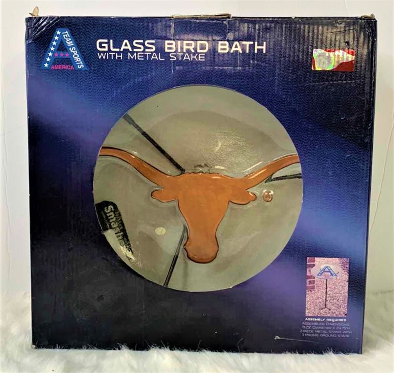 Photo 1 of COLLECTIBLE TEXAS LONGHORNS GLASS BIRD BATH