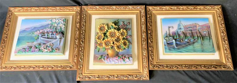 Photo 1 of ARTWORK 3 GOLD FRAMED 3D RESIN SCENES 13” x 15”