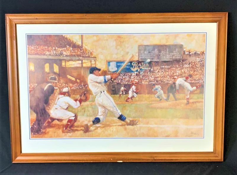 Photo 1 of ARTWORK, BASEBALL IN WOOD FRAME, 39.5” x 27.5”