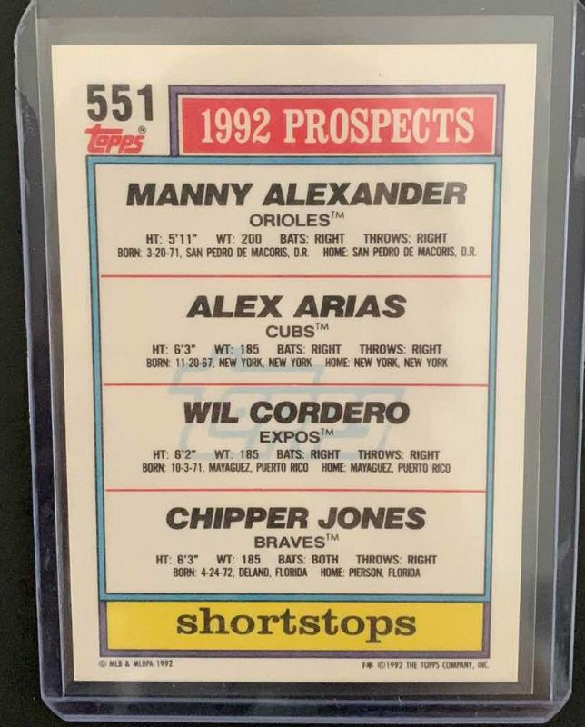 Photo 2 of 1992 TOPPS TOP PROSPECTS SHORTSTOPS CHIPPER JONES ROOKIE