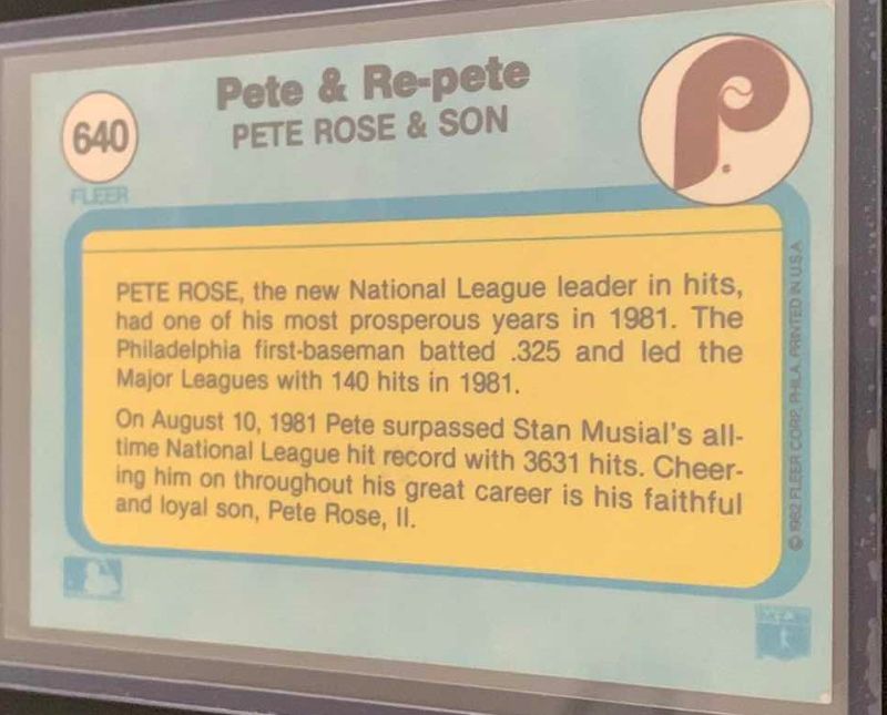 Photo 2 of 1982 FLEER PETE ROSE & RE-PETE CARD