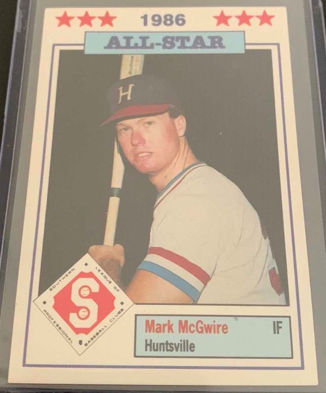 Photo 1 of 1986 HUNTSVILLE STARTS MARK MCGWIRE ALL-STAR MINOR LEAGUE ROOKIE CARD