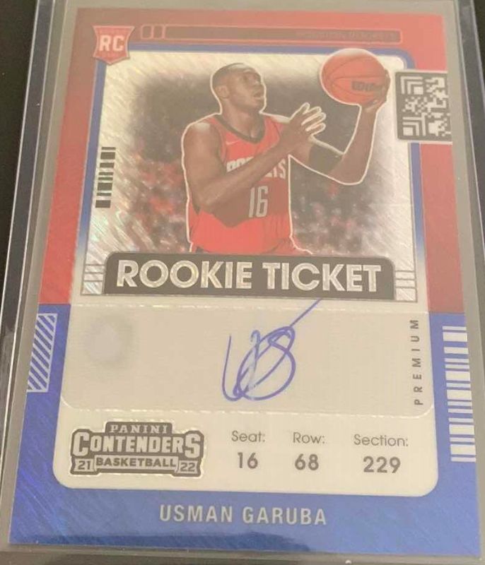 Photo 1 of 2022 PANINI USMAN GARUBA ROCKETS ROOKIE AUTO CARD ONLY 20 PRINTED