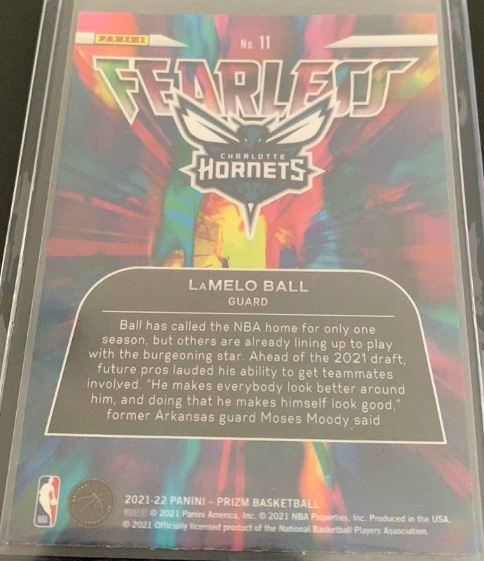 Photo 2 of 2021 PANINI LAMELO BALL HORNETS FEARLESS ROOKIE CARD