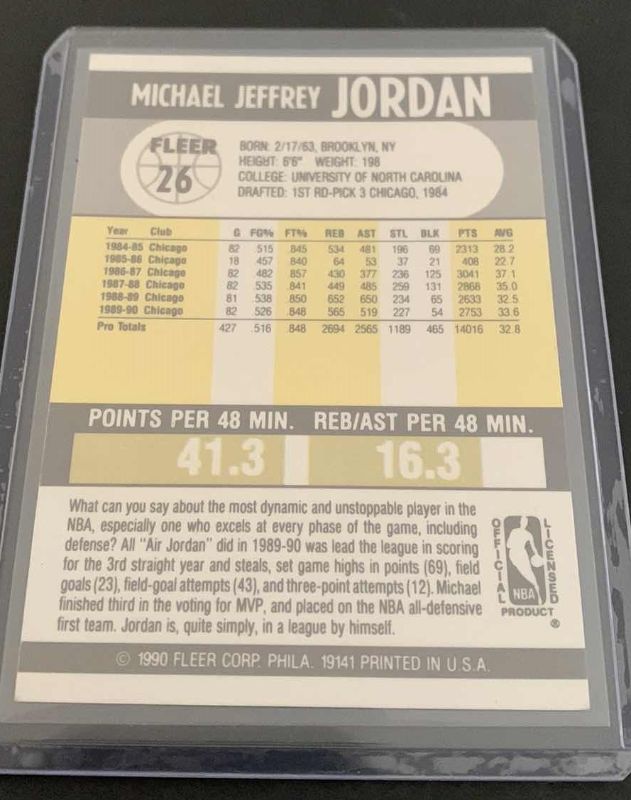 Photo 2 of 1990 FLEER MICHAEL JORDAN  CARD 26