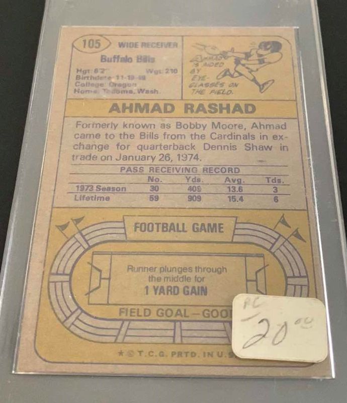 Photo 2 of 1974 TOPPS AHMAD RADHAD ROOKIE BILLS CARD