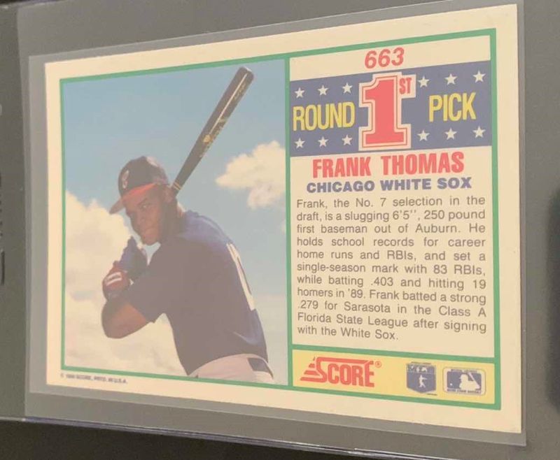 Photo 1 of 1990 SCORE FRANK THOMAS ROOKIE CARD 663