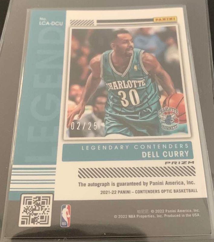 Photo 2 of 2022 PANINI DELL CURRY HORNETS AUTO CARD ONLY 25 MADE