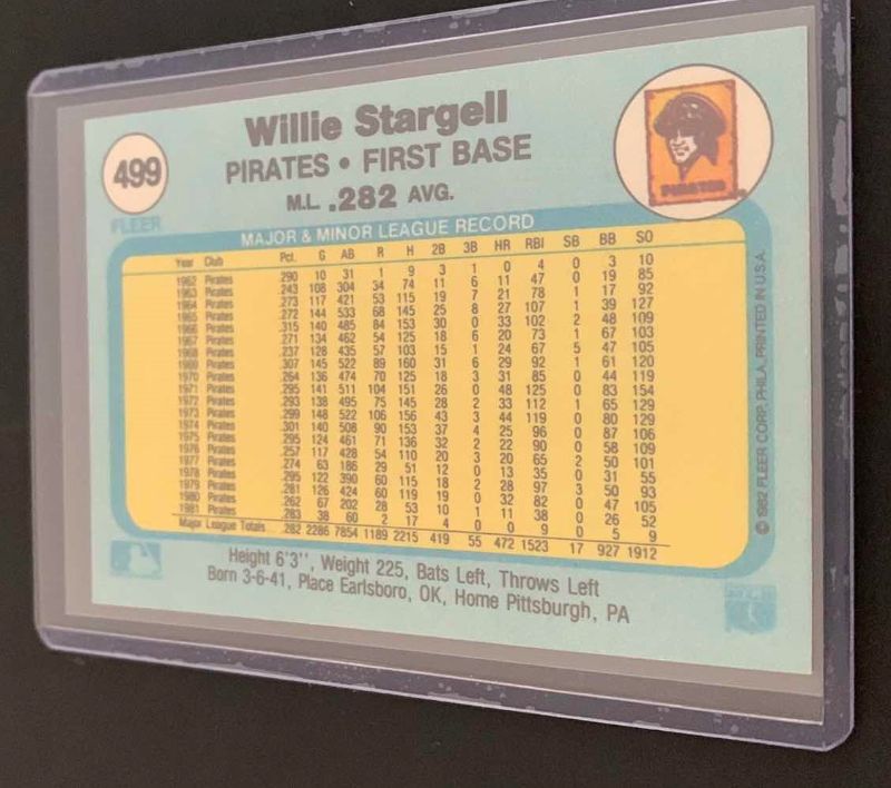 Photo 2 of 1982 FLEER WILLIE STARGELL PIRATES CARD