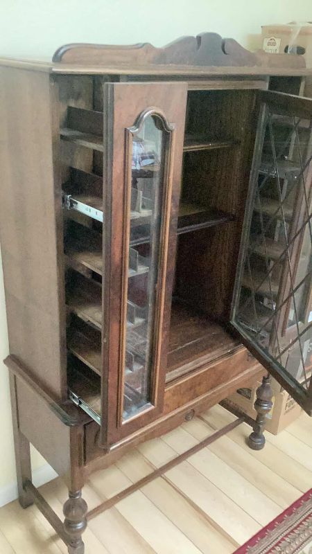 Photo 2 of VINTAGE CHINA CABINET WITH KEY 38” 15” X H 65”