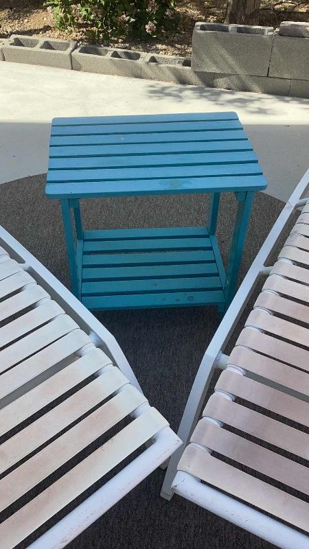 Photo 4 of TWO FULL SIZE PATIO RECLINER CHAIRS  WITH WOODEN TABLE