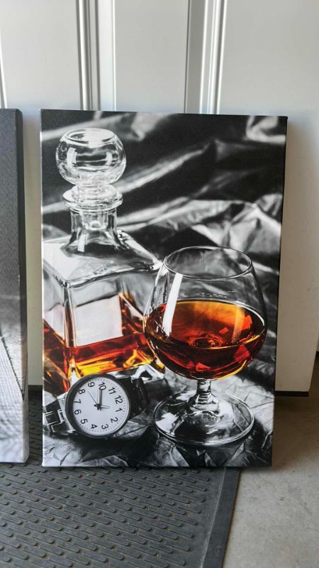 Photo 4 of TWO STRETCHED CANVAS BRANDY WHISKEY 16” x 24” ARTWORK