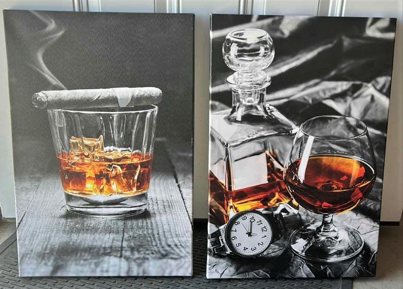 Photo 1 of TWO STRETCHED CANVAS BRANDY WHISKEY 16” x 24” ARTWORK