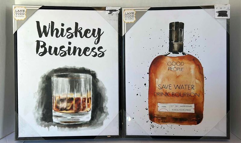 Photo 1 of TWO STRETCHED CANVAS BRANDY WHISKEY 16” x 24” ARTWORK