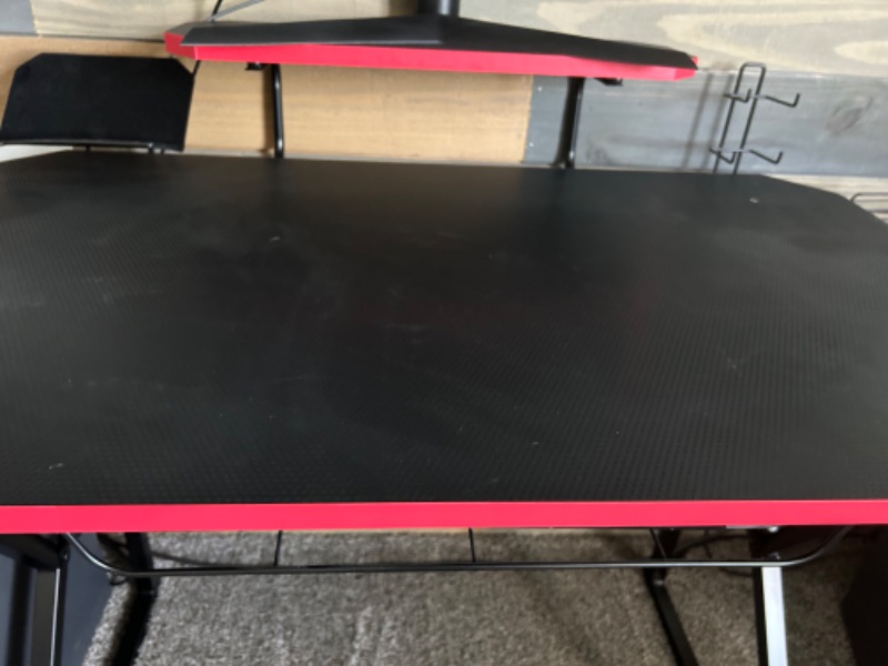 Photo 2 of BLACK AND RED MODERN COMPUTER DESK 40" X 24" X H38" (MONITOR NOT INCLUDED)