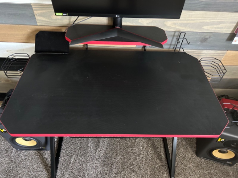 Photo 3 of BLACK AND RED MODERN COMPUTER DESK 40" X 24" X H38" (MONITOR NOT INCLUDED)