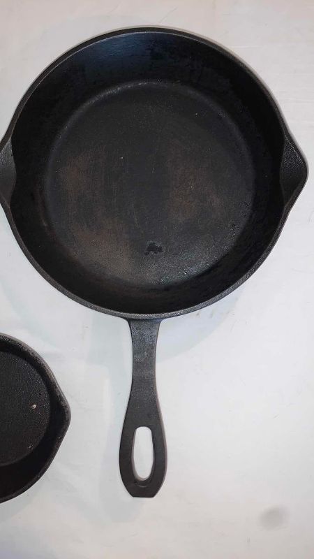 Photo 4 of SET OF 3 CAST IRON SKILLETS WIDEST 10 IN