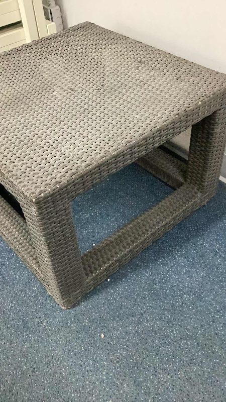 Photo 2 of BASKET WEAVE POOL END TABLE 24” X 24” H 16”