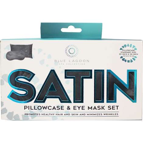 Photo 3 of Blue Lagoon Satin Pillowcase & Eye Mask Set DARK GRAY