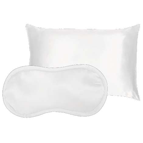 Photo 2 of Blue Lagoon Satin Pillowcase & Eye Mask Set WHITE
