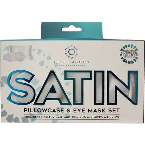 Photo 4 of Blue Lagoon Satin Pillowcase & Eye Mask Set WHITE