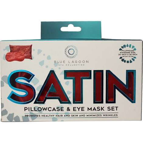 Photo 4 of Blue Lagoon Satin Pillowcase & Eye Mask Set Red 