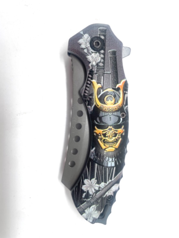 Photo 1 of Samurai Skull With Sword Folding Pocket Knife New