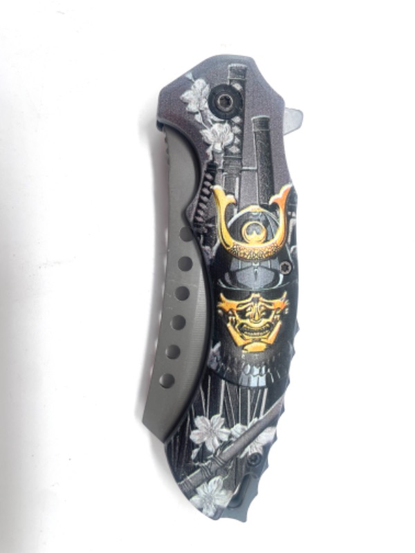 Photo 2 of Samurai Skull With Sword Folding Pocket Knife New